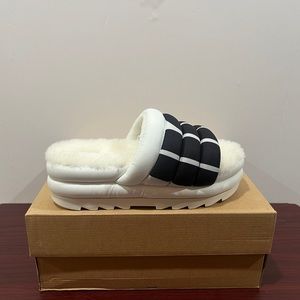 Ugg, Maxi Slide Logo, 1127067, White & Black
